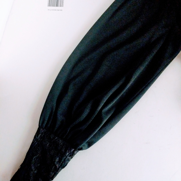 Goth Black Lace Blouse Peasant Vintage - Picture 8 of 9
